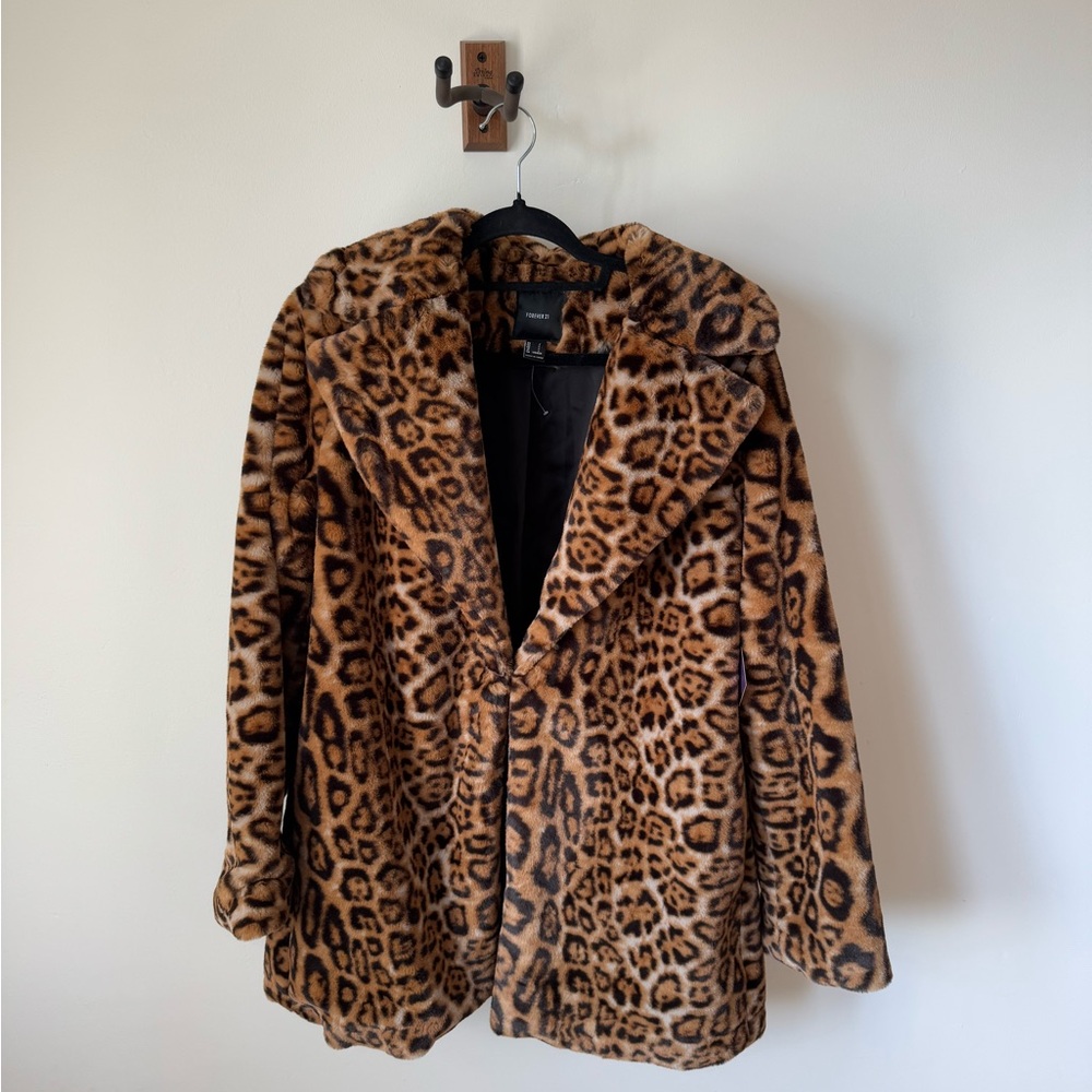 Leopard Print Faux Fur Coat